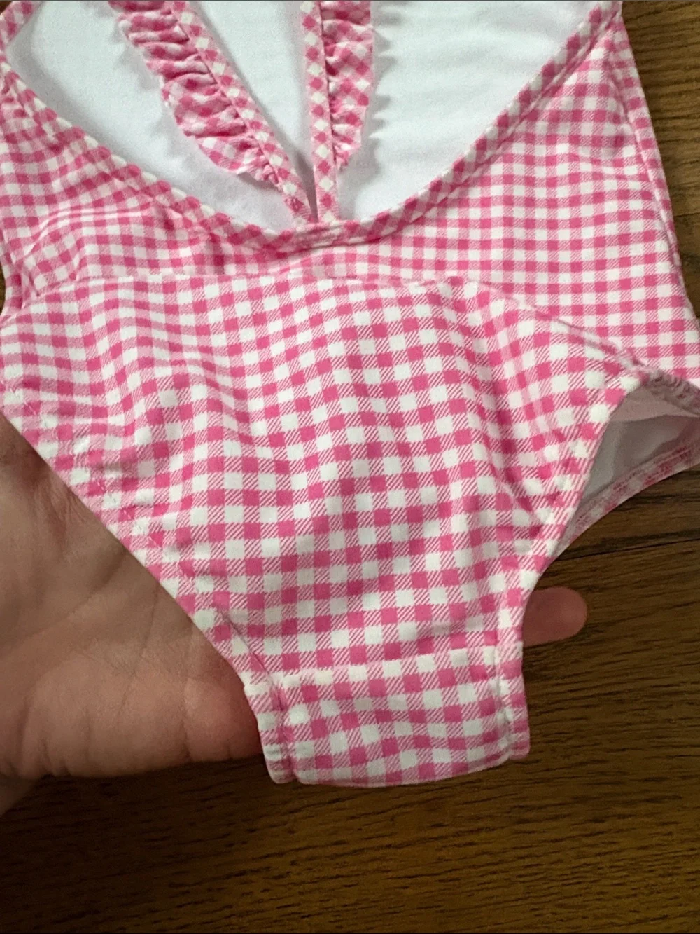 Ralph Lauren Pink Gingham Girls One-Piece Swim Suit